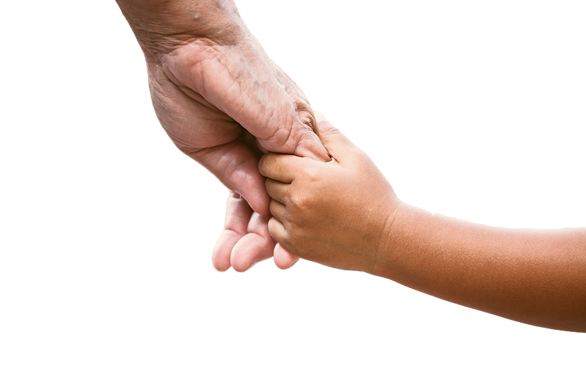 Adult and child hands holding
